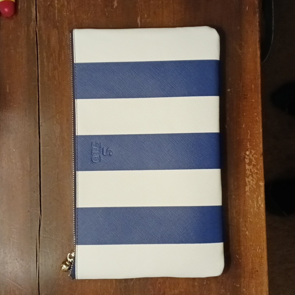 OTG Twenty Four Seven Blue and White Stripe #5 Clutch/Pouch